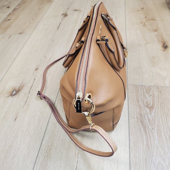 Michael Kors Beckett Large Leather Satchel Handbag Acorn Tan Brown Fall READ - Picture 6 of 16